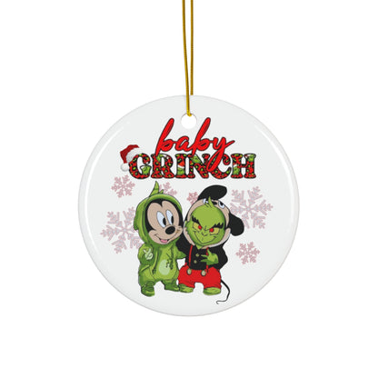 Grinch Christmas, Grinch Ornaments, Baby Grinch and Friend Ornaments, Snowflake Ornament, Round Christmas Ornament, Ceramic Ornaments