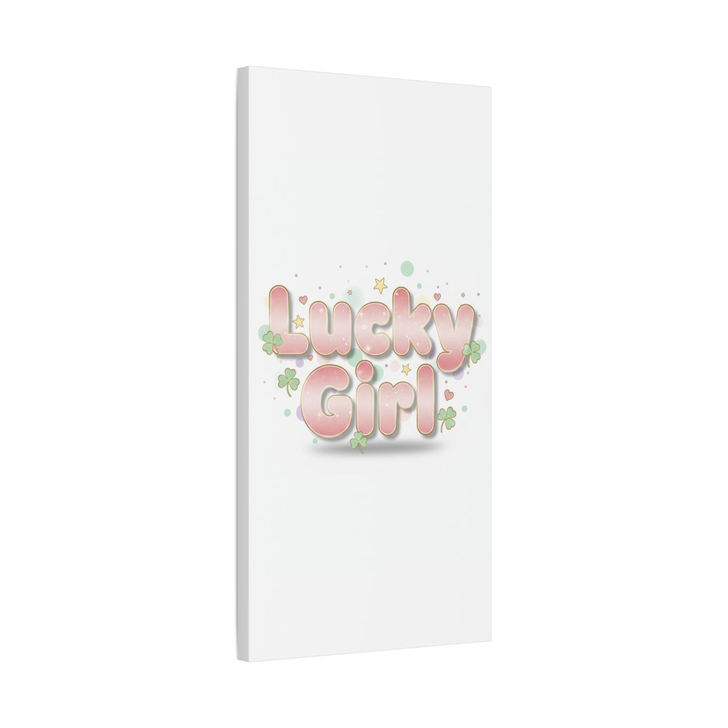 Lucky Girl mantra Canvas, Manifest Luck wall art | 2026 lucky charms, pastel metallic accents