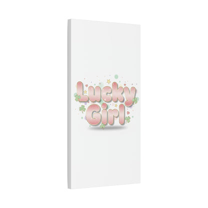 Lucky Girl mantra Canvas, Manifest Luck wall art | 2026 lucky charms, pastel metallic accents