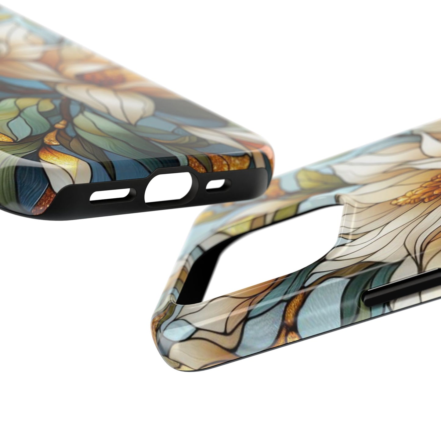 Stain glass Floral Design I-phone Case, Elegant Floral Tough Phone Case - Stylish Protection for Every Occasion, I-phone 13, 14, 15, 16