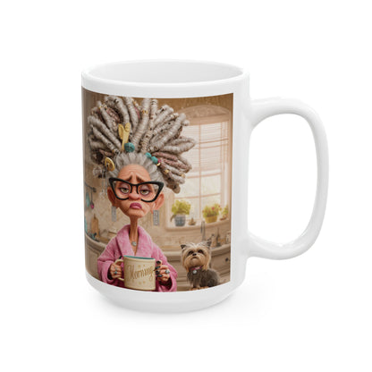 Whimsical Grandmother Ceramic Mug, Funny Gift, Home Decor, Dog Lover, Kitchen Accessory, Coffee Lover, Unique Present, Funny Coffee Mug