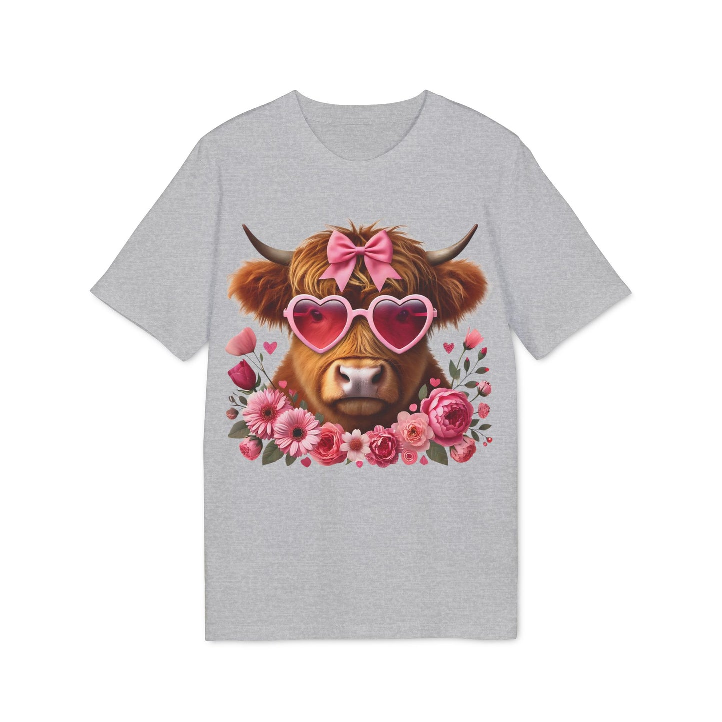 Valentine's Day Pink Cow Unisex T-shirt, Love Heart Animal Tee, Valentine Gift Apparel, Cute Cow Shirt, Valentine's Day Gift