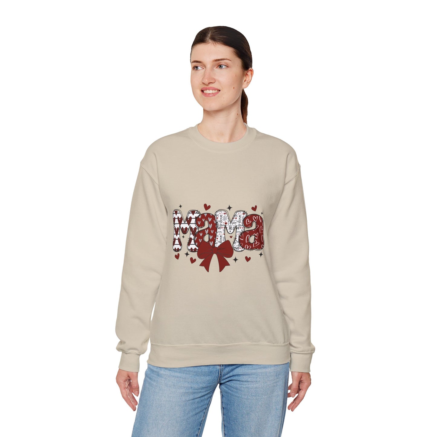 Crewneck Sweatshirt - Coquette Mama, Mama Valentine's, Alpha Doodle Design