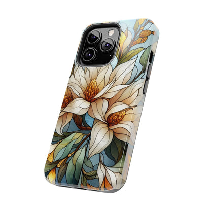 Stain glass Floral Design I-phone Case, Elegant Floral Tough Phone Case - Stylish Protection for Every Occasion, I-phone 13, 14, 15, 16