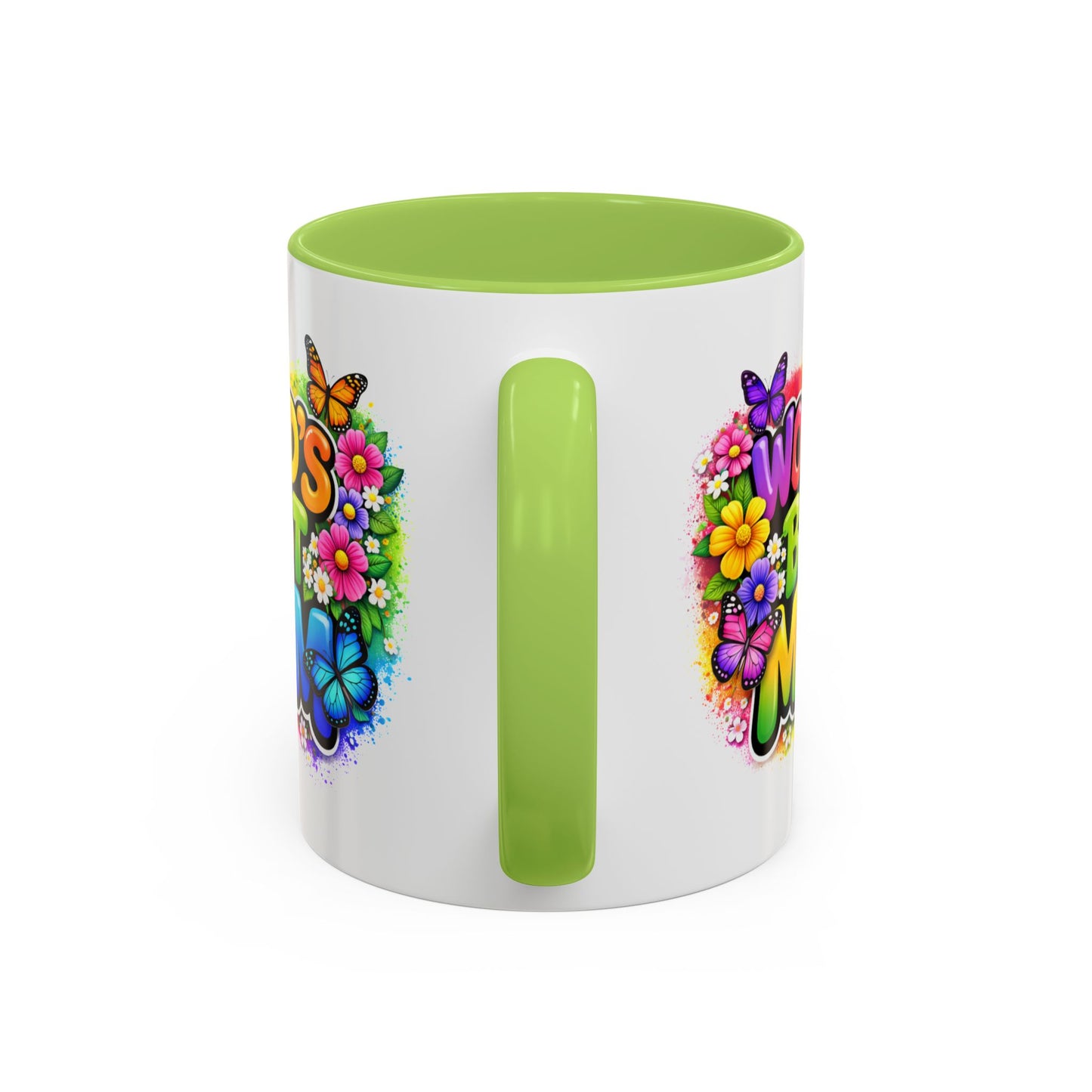 World's Best Mom mug | Accent Coffee Mug 11oz 15oz, colorful floral butterfly design