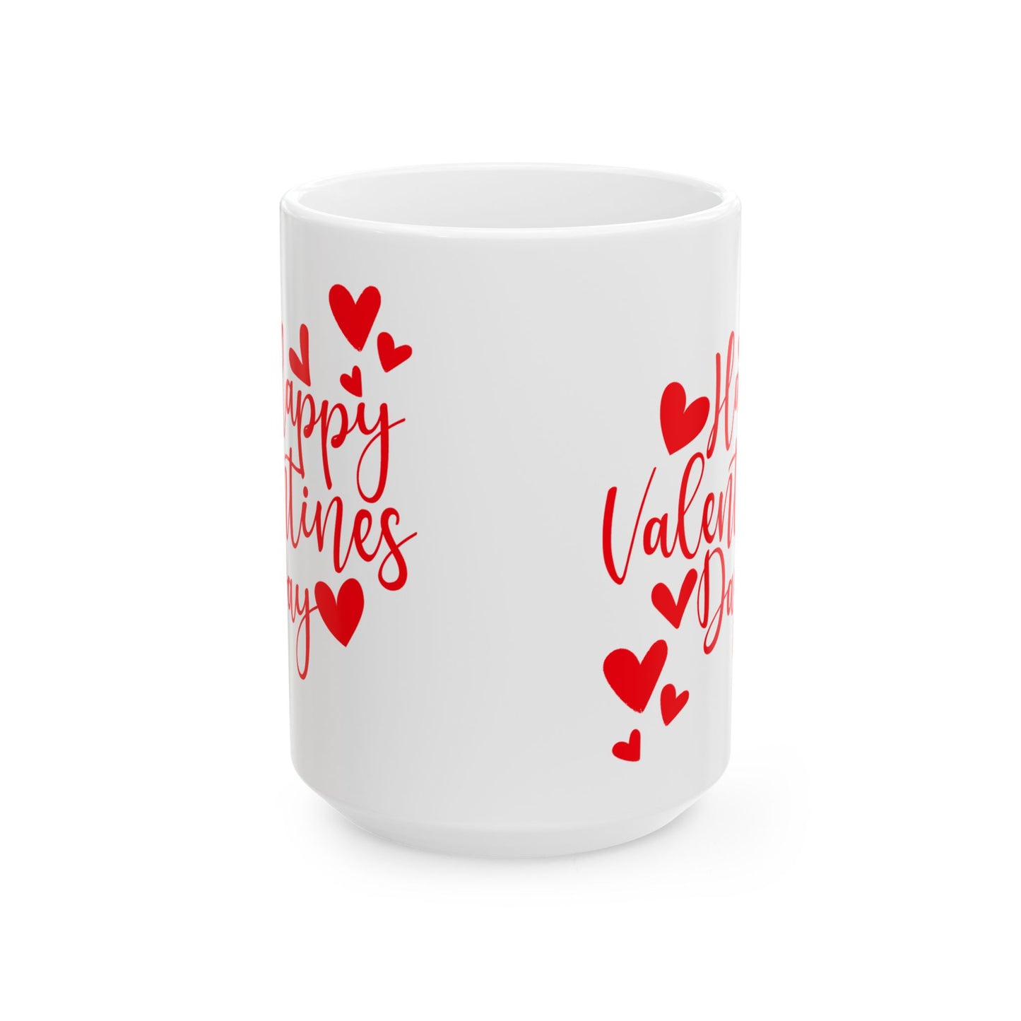 Valentine's Day Ceramic Mug, Red and White Valentine's Mug, Happy Valentine's Day Coffee Cup, Love Heart Tea Mug, Valentine's Day Gift Mug,