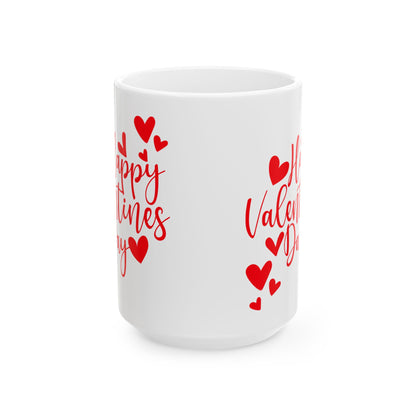 Valentine's Day Ceramic Mug, Red and White Valentine's Mug, Happy Valentine's Day Coffee Cup, Love Heart Tea Mug, Valentine's Day Gift Mug,