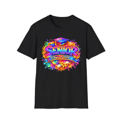 Senior Class of 2026 Rainbow Paint Splash T-Shirt, Graduation Tee