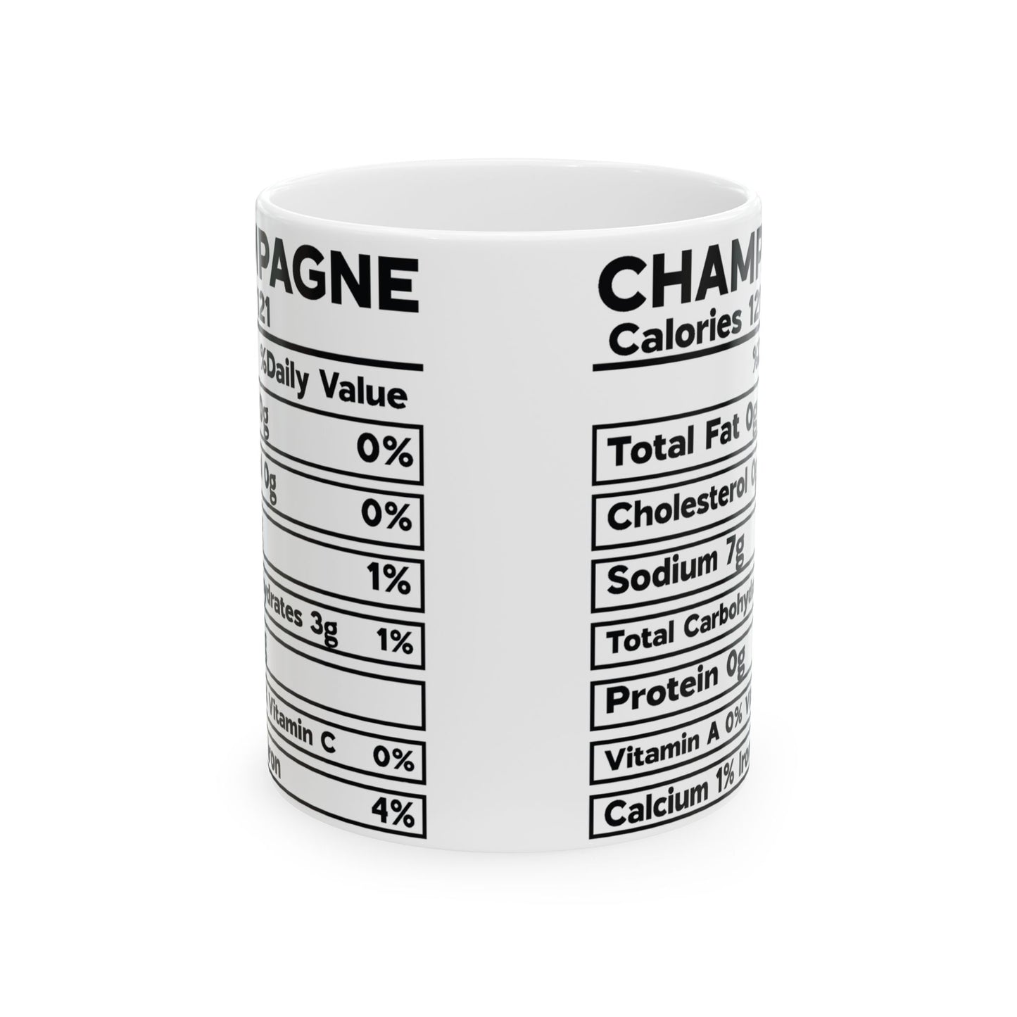 Champagne Ceramic Mug, Champagne Nutrional Facts Coffee Cup, Christmas Gift, Ceramic Mug, 11oz, 15oz