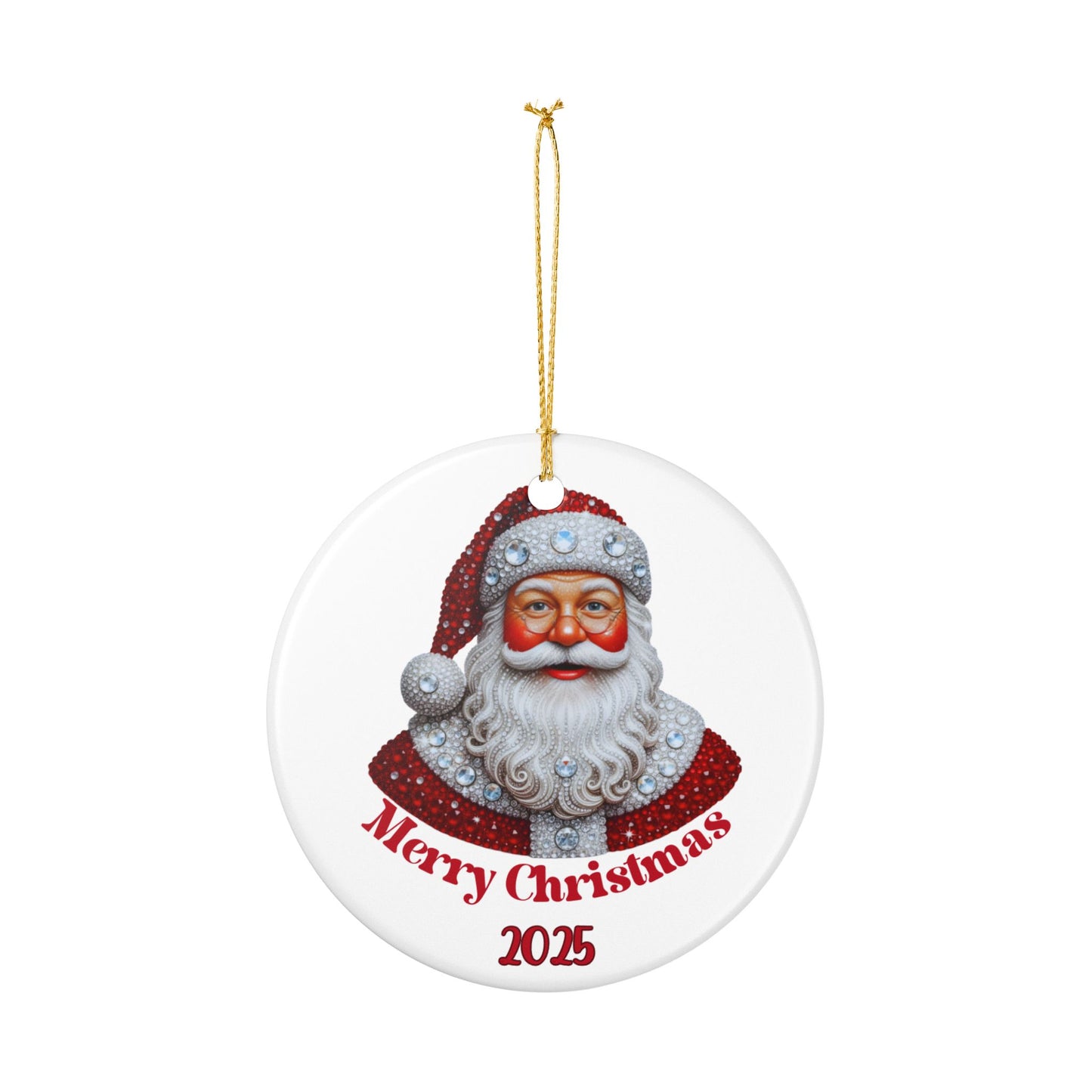 Vintage Santa portrait Ceramic Ornament | Merry Christmas 2025