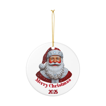 Vintage Santa portrait Ceramic Ornament | Merry Christmas 2025