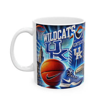 University of Kentucky Mug, NCAA Basketball Coffee Cup, U of K Ceramic Mug, Wildcats Fan Gift, 11oz Coffee Cup