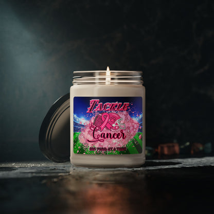 Tackle Cancer ONE YARD AT A TIME Soy Candle 9oz, Breast Cancer Soy Candle 9oz