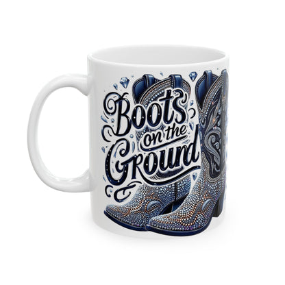 Boots on the Ground Ceramic Mug - Rustic Western Coffee Cup, Country Decor, Gift for Cowgirl, Rodeo Lover, Home Barware
