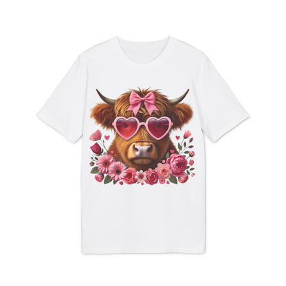 Valentine's Day Pink Cow Unisex T-shirt, Love Heart Animal Tee, Valentine Gift Apparel, Cute Cow Shirt, Valentine's Day Gift