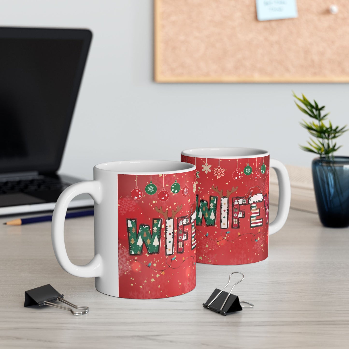 Christmas Mug, Red Ceramic Mug, Wifey Christmas Mug, 11oz, 15oz