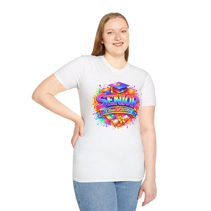 Senior Class of 2026 Rainbow Paint Splash T-Shirt, Graduation Tee