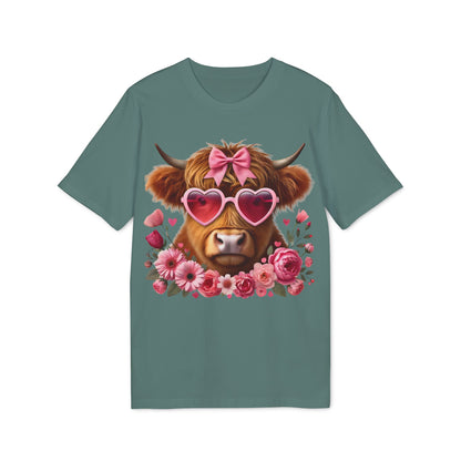Valentine's Day Pink Cow Unisex T-shirt, Love Heart Animal Tee, Valentine Gift Apparel, Cute Cow Shirt, Valentine's Day Gift
