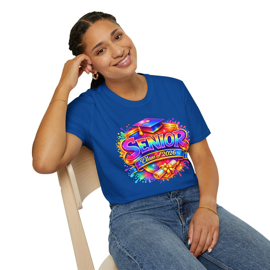 Senior Class of 2026 Rainbow Paint Splash T-Shirt, Graduation Tee