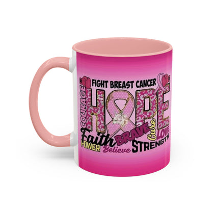 Pink Fight Breast Cancer Two Tone Coffee Mug (11, 15oz)