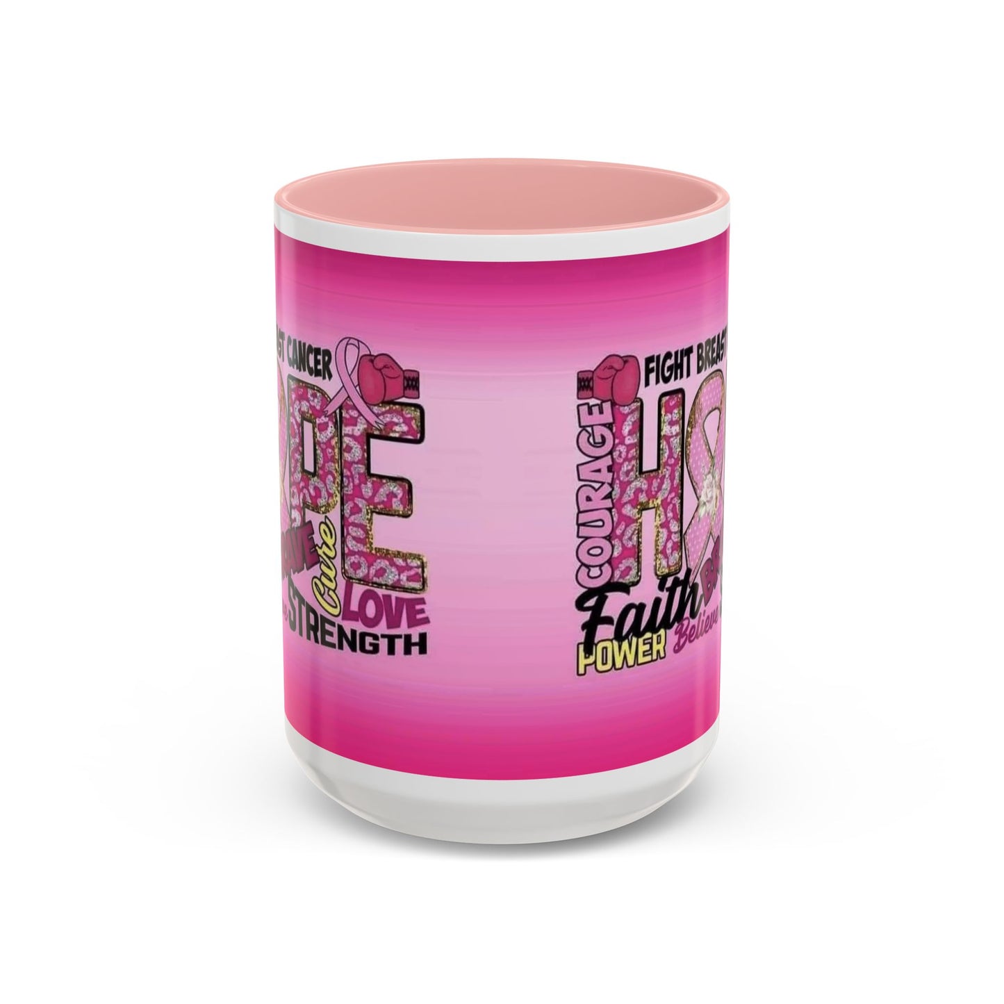 Pink Fight Breast Cancer Two Tone Coffee Mug (11, 15oz)