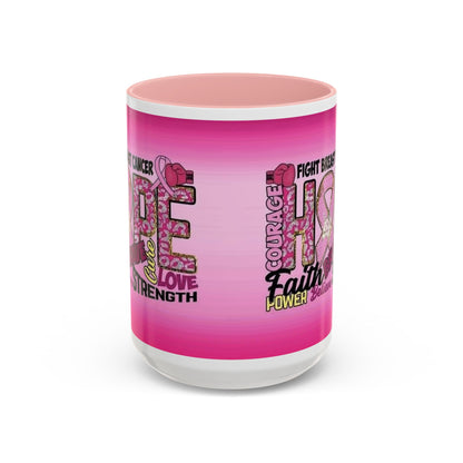 Pink Fight Breast Cancer Two Tone Coffee Mug (11, 15oz)