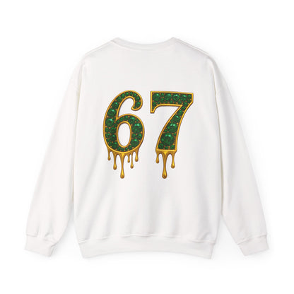 Dripping Green Gold 67 Sweatshirt | Number 67 Jersey Style