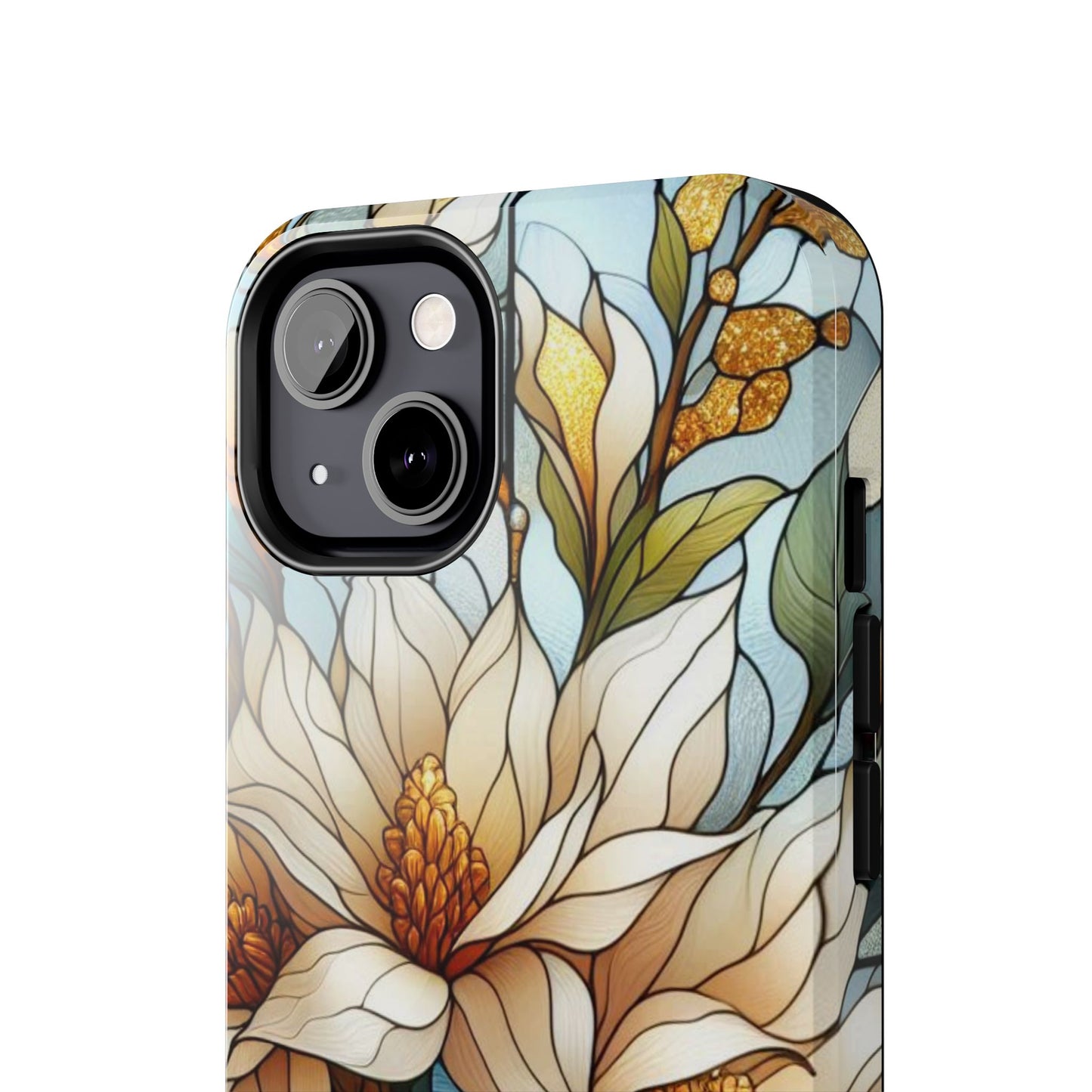 Stain glass Floral Design I-phone Case, Elegant Floral Tough Phone Case - Stylish Protection for Every Occasion, I-phone 13, 14, 15, 16