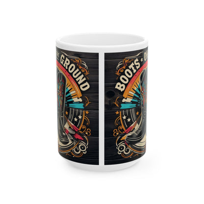 Boots on the Ground Ceramic Mug - 15oz, Perfect Gift for Coffee Lovers