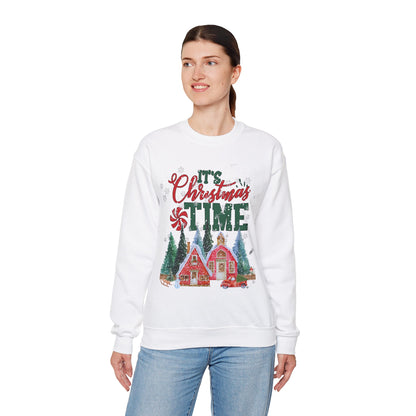 Christmas Sweatshirt, Christmas Crewneck Sweatshirt, It's Christmas Time Sweatshirt, Red House Sweatshirt, Truck Sweatshirt