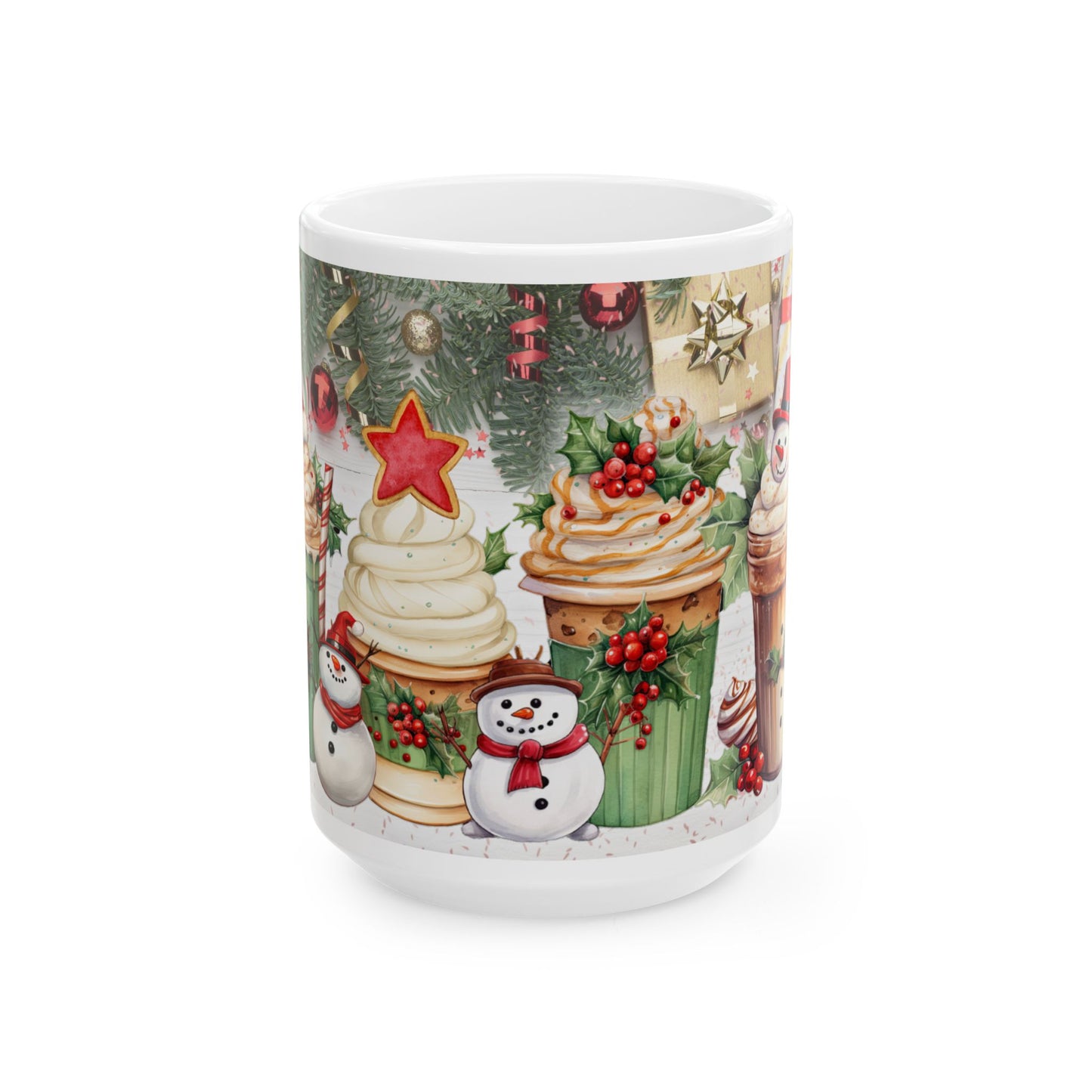 Christmas Holiday Themed Ceramic Mug, 11oz, 15oz