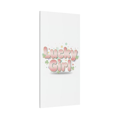 Lucky Girl mantra Canvas, Manifest Luck wall art | 2026 lucky charms, pastel metallic accents