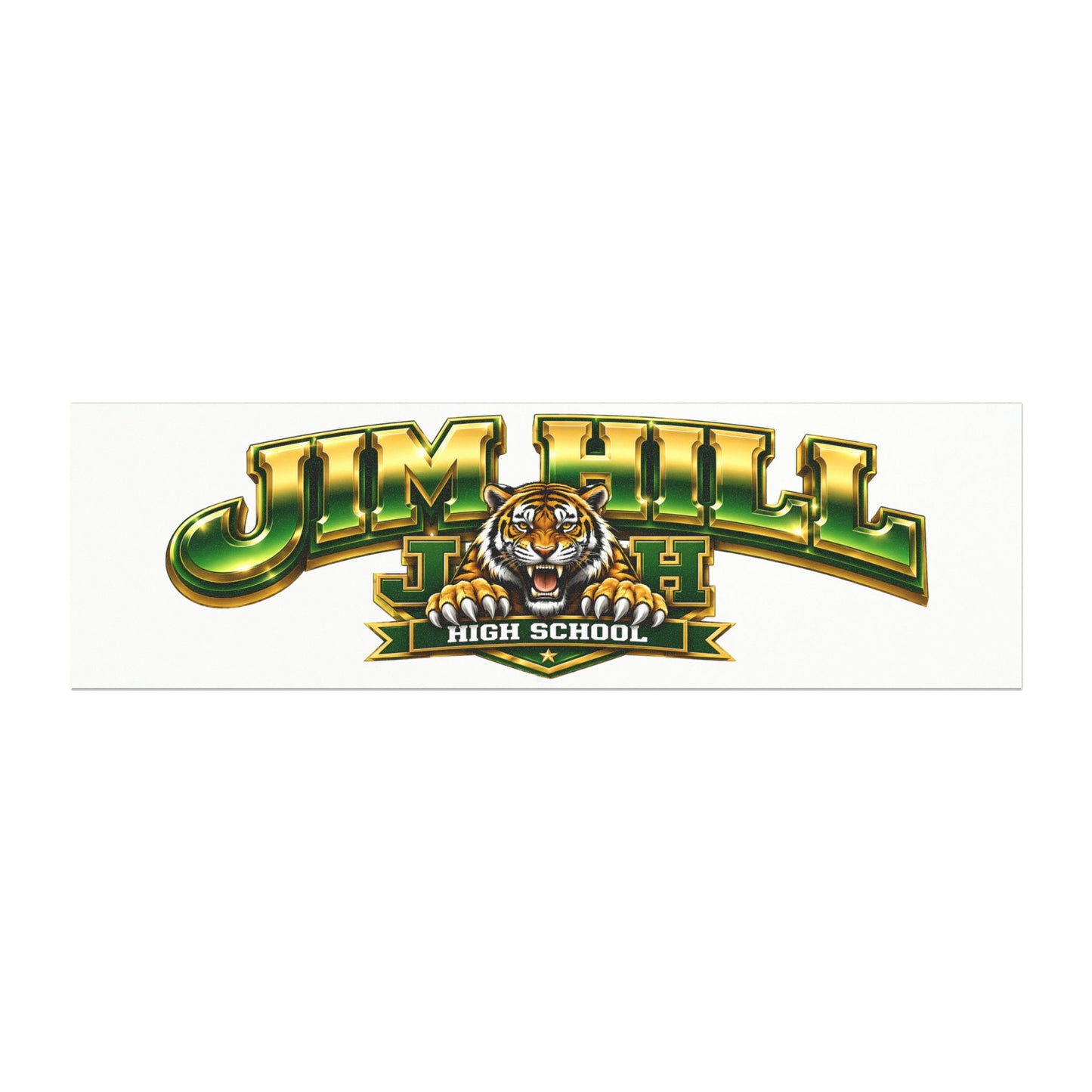 Jim Hill Tigers Car Magnet — High School Spirit Auto Decal | Green & Gold Tiger Mascot Vinyl Car Sticker for Students, Graduates & Fans