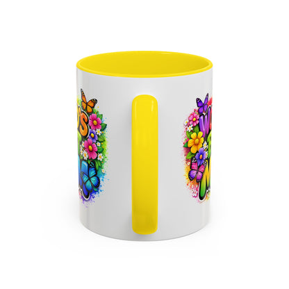 World's Best Mom mug | Accent Coffee Mug 11oz 15oz, colorful floral butterfly design