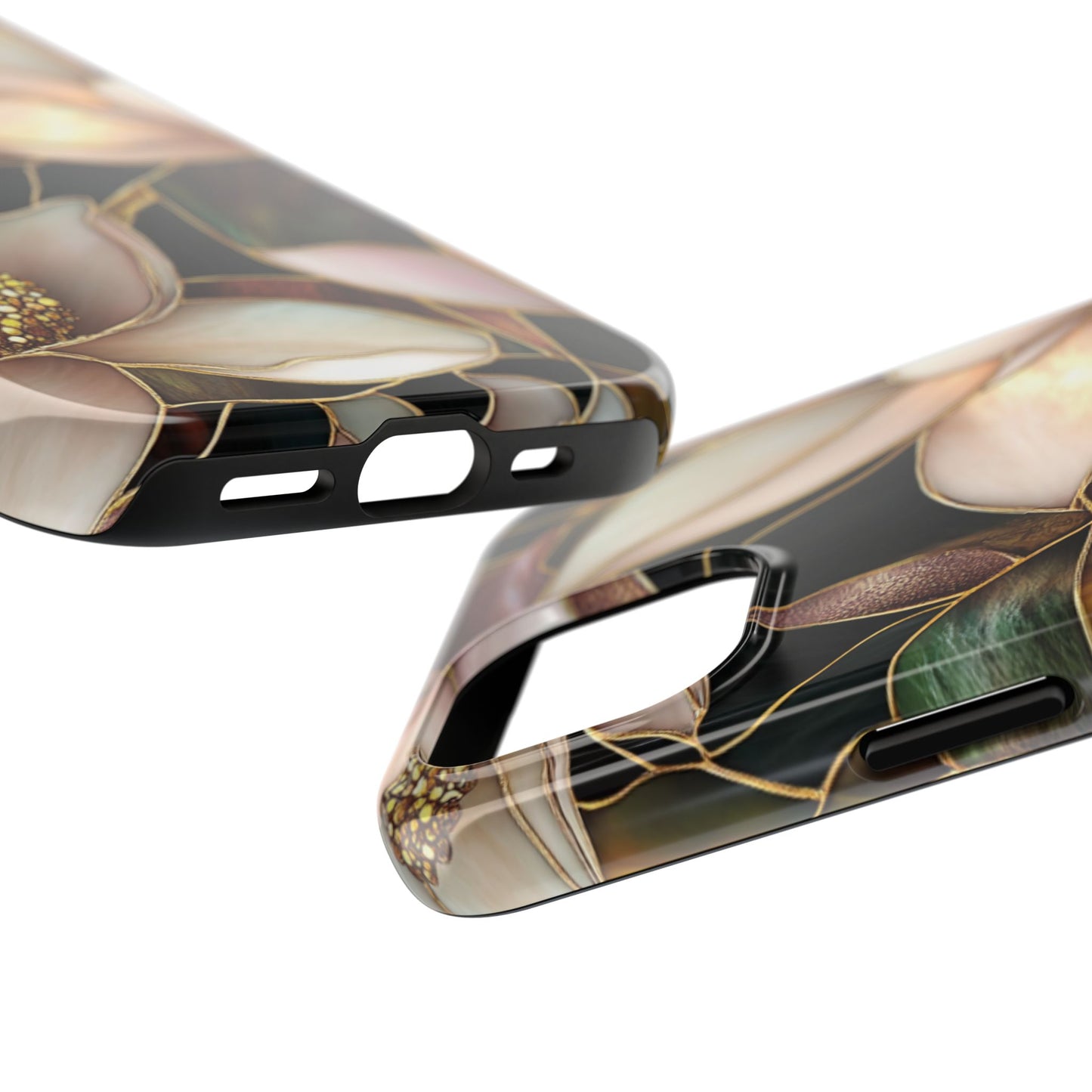 Stain glass Floral Design I-phone Case, Elegant Floral Tough Phone Case - Stylish Protection for Every Occasion, I-phone 13, 14, 15, 16