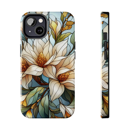 Stain glass Floral Design I-phone Case, Elegant Floral Tough Phone Case - Stylish Protection for Every Occasion, I-phone 13, 14, 15, 16