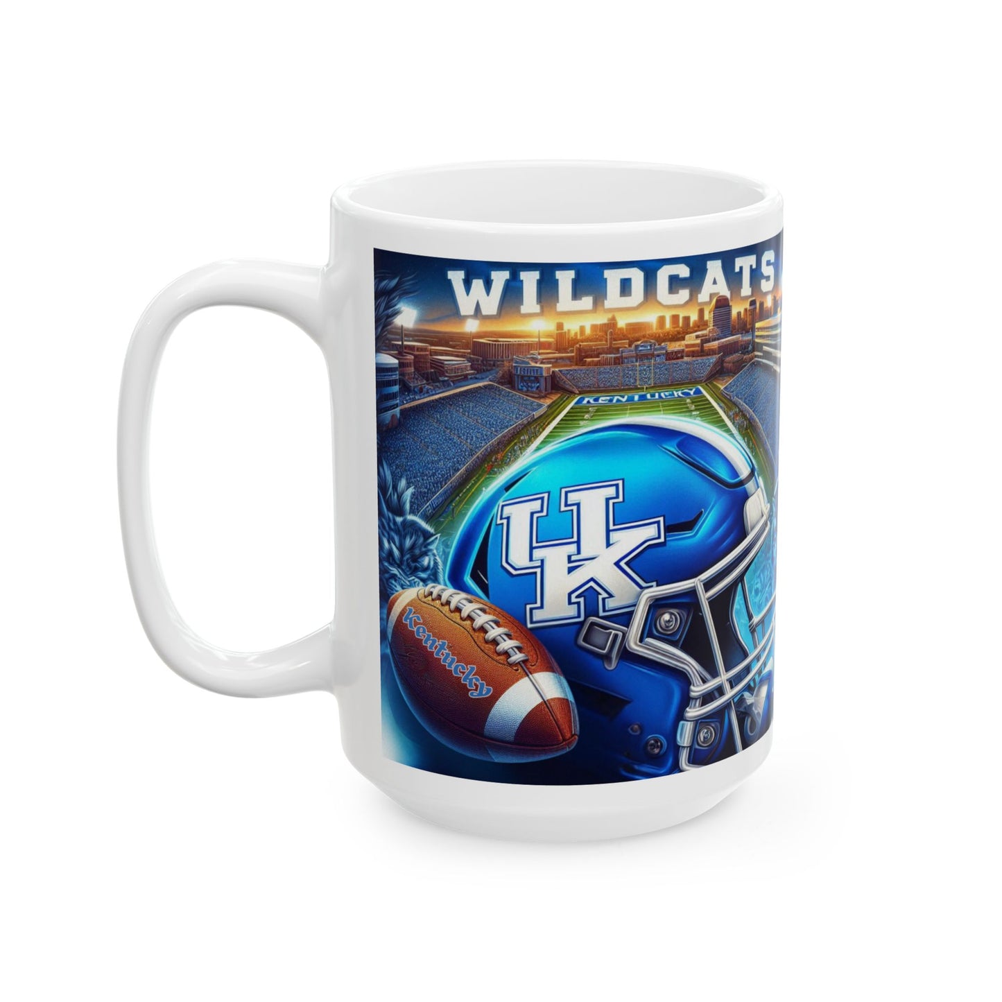 University of Kentucky Mug, NCAA Football Coffee Cup, U of K Ceramic Mug, Wildcats Fan Gift, 11oz 15oz Mug