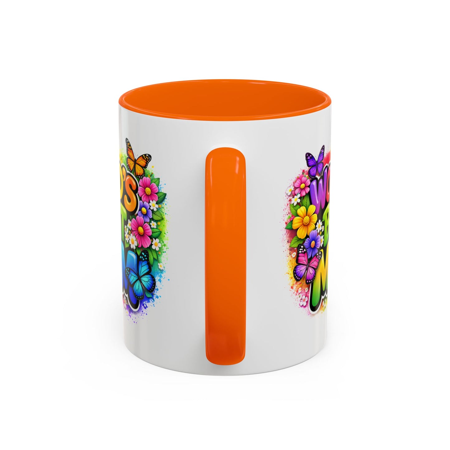 World's Best Mom mug | Accent Coffee Mug 11oz 15oz, colorful floral butterfly design