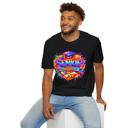 Senior Class of 2026 Rainbow Paint Splash T-Shirt, Graduation Tee