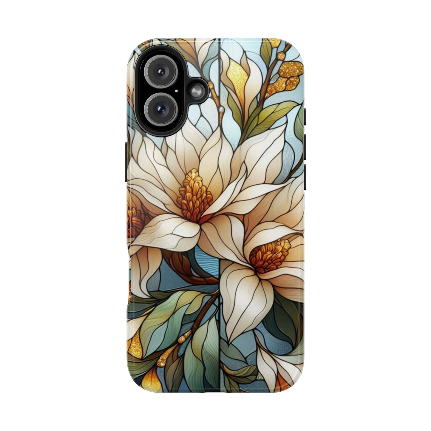 Stain glass Floral Design I-phone Case, Elegant Floral Tough Phone Case - Stylish Protection for Every Occasion, I-phone 13, 14, 15, 16