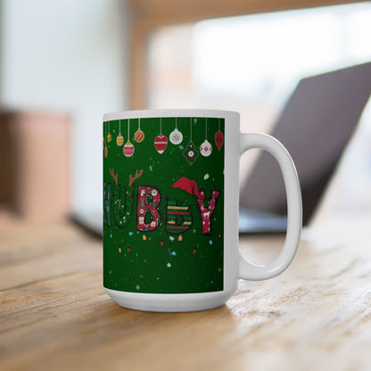 Christmas Mug, Christmas Coffee Cup, Green Ceramic Mug, Hubby Christmas Mug, 11oz, 15oz