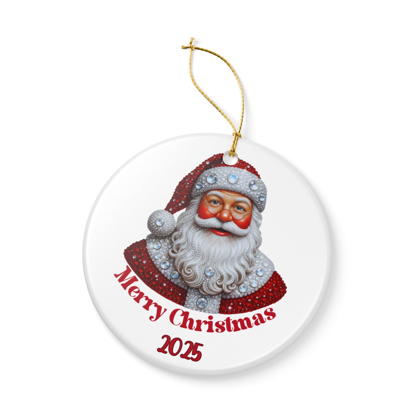 Vintage Santa portrait Ceramic Ornament | Merry Christmas 2025