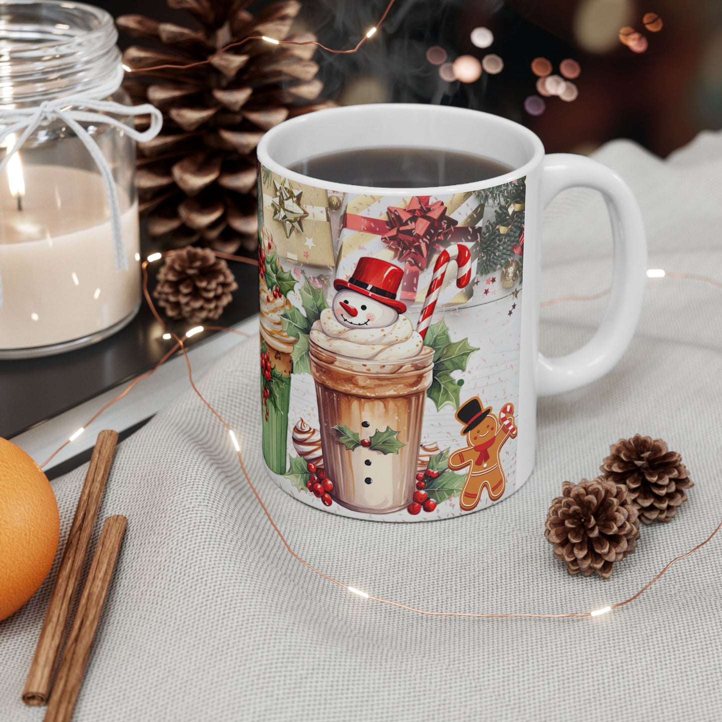 Christmas Holiday Themed Ceramic Mug, 11oz, 15oz
