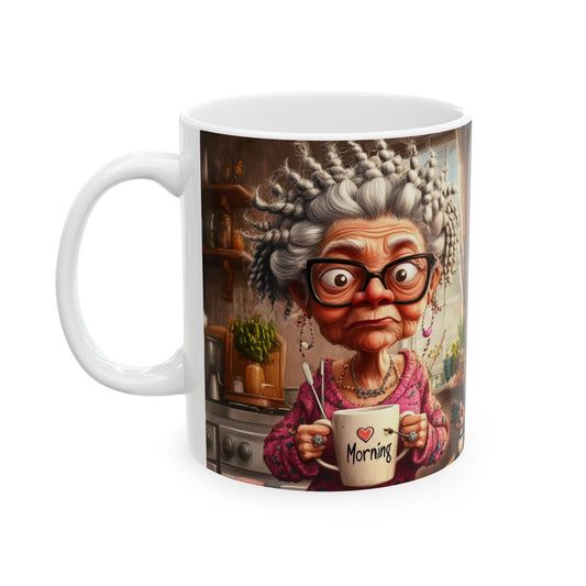 Grandma Ceramic Mug, Tea Lovers Cozy Cup, Funny Coffee Gift for Grandparents, Kitchen Decor, Unique Idea, Whimsical