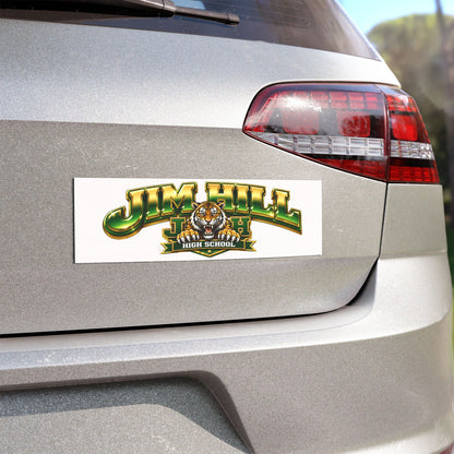 Jim Hill Tigers Car Magnet — High School Spirit Auto Decal | Green & Gold Tiger Mascot Vinyl Car Sticker for Students, Graduates & Fans