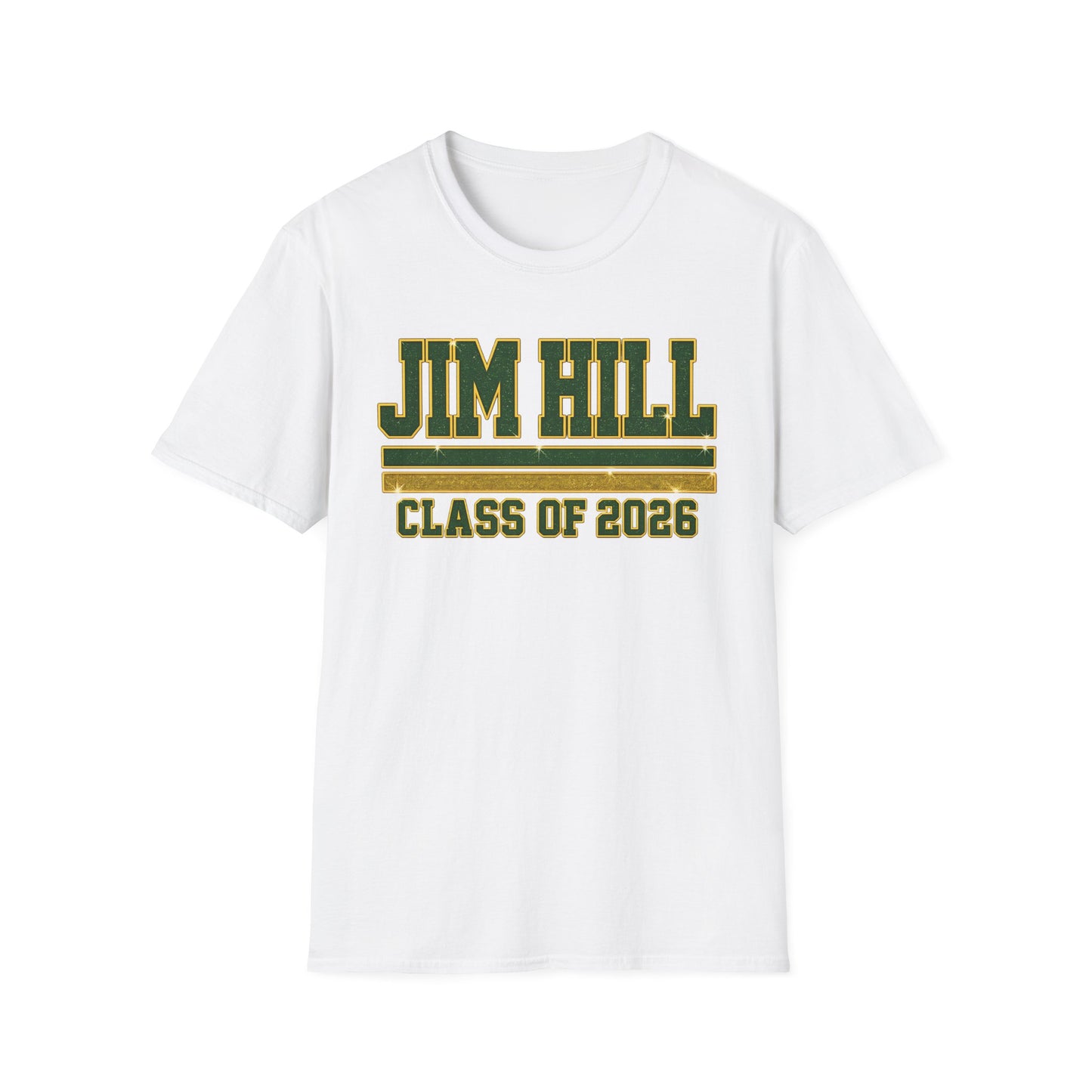 Jim Hill Class of 2026 Graduation T-Shirt — Green & Gold Varsity Grad Tee
