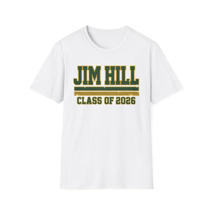 Jim Hill Class of 2026 Graduation T-Shirt — Green & Gold Varsity Grad Tee
