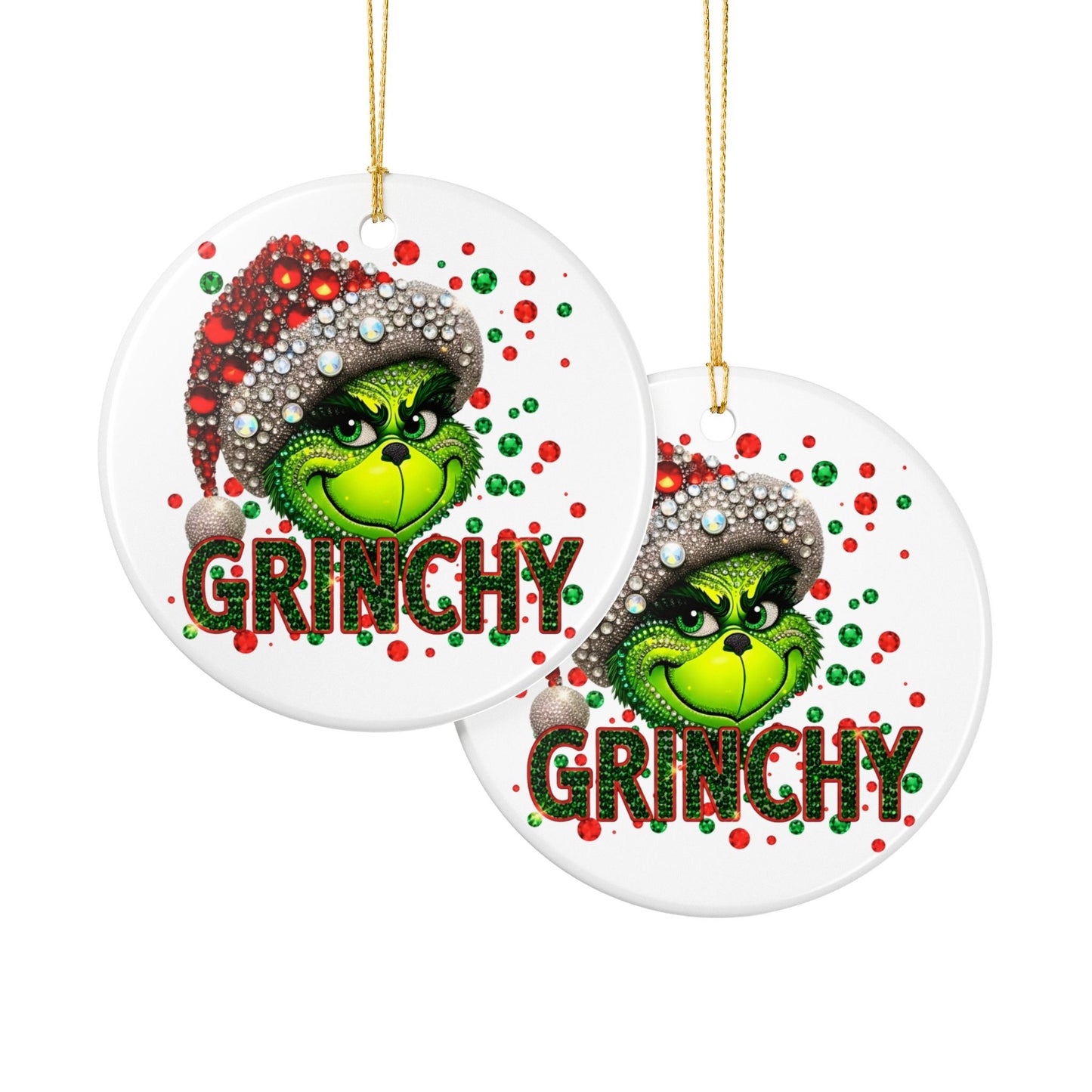 Grinchy Face Holiday Ornament | Ceramic Christmas Decoration