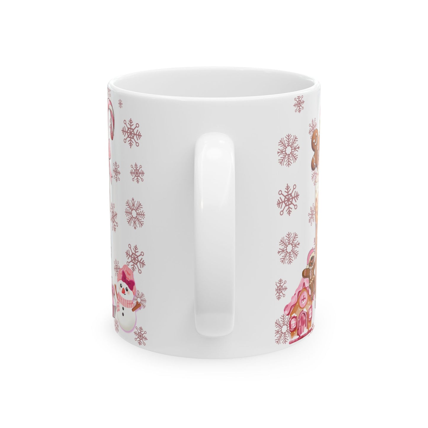 Christmas Holiday Pink Themed Ceramic Mug with Festive Drinks Design, 11oz, 15oz