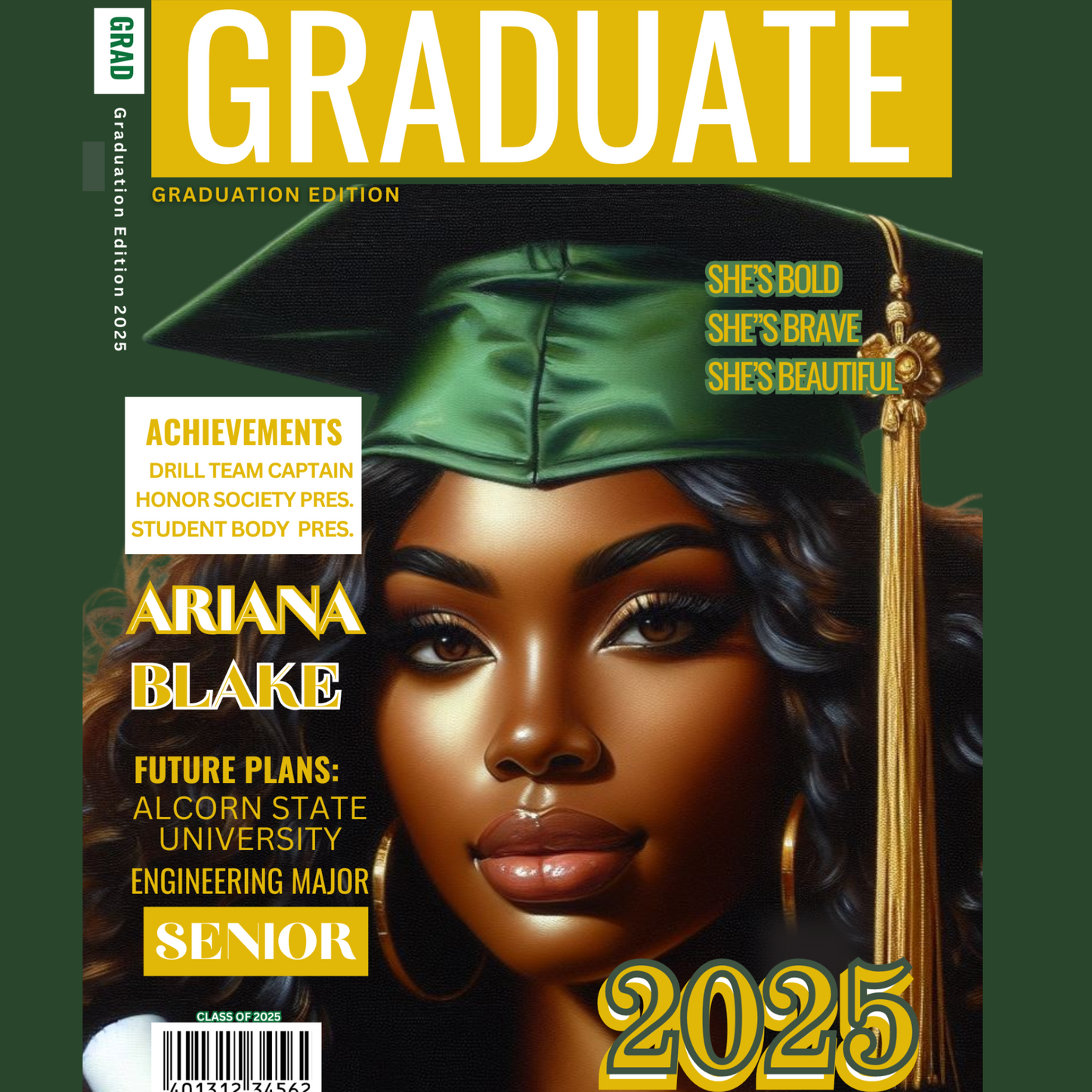 Editable Graduation Magazine Cover Template, Custom Magazine Cover Design, Canva Magazine Design, Graduation 2024/2025, Graduation Invitation